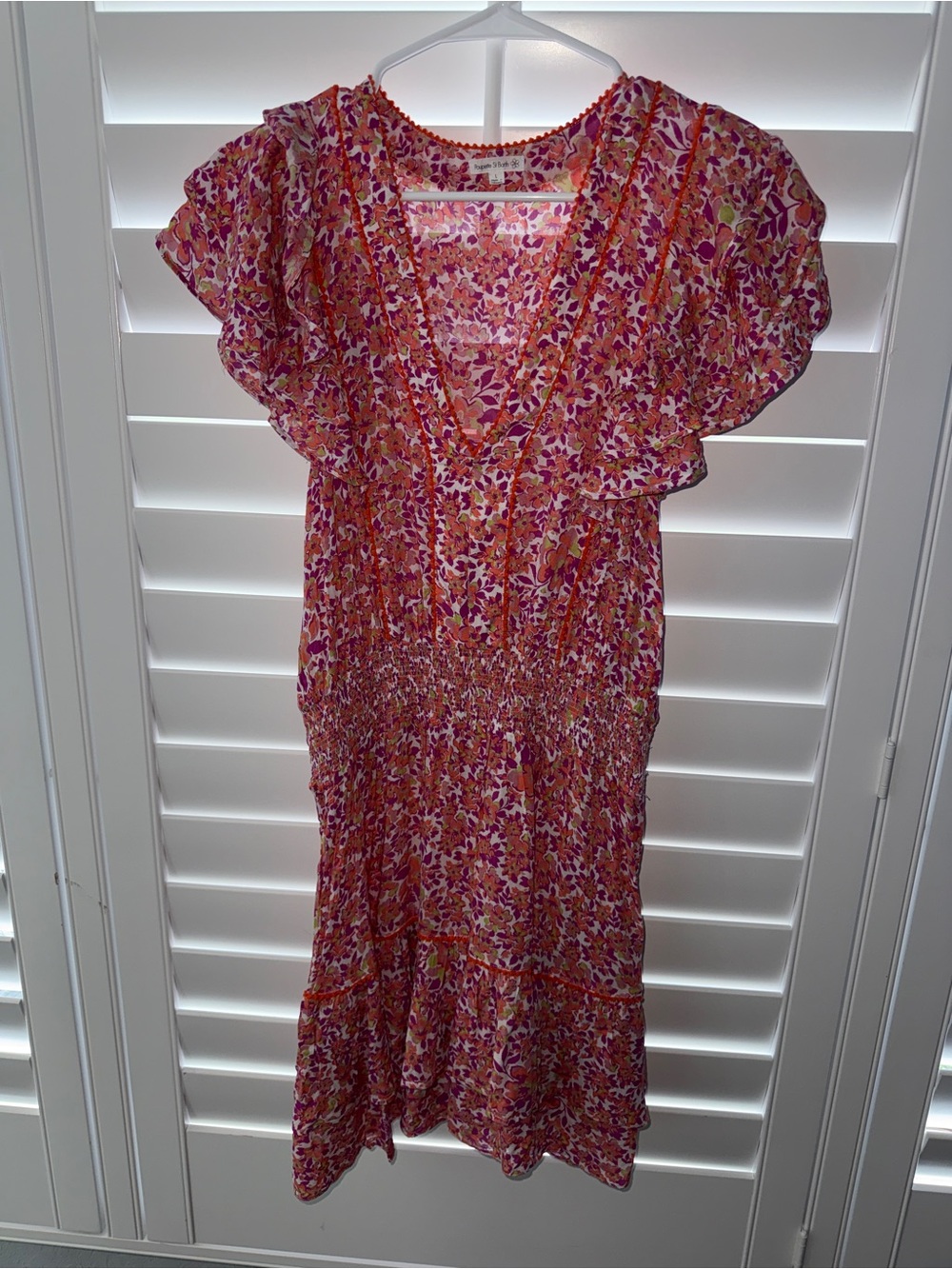Poupette St. Barth Pink and Orange Floral Mini Dress